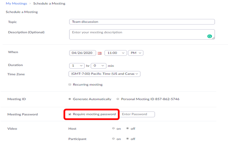 Require Meeting Password