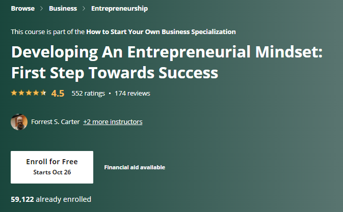 Developing An Entrepreneurial Mindset