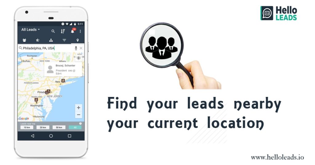 Find your leads nearby your current location