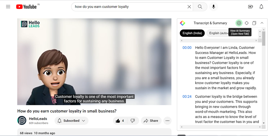 Youtube summary with chatGPT