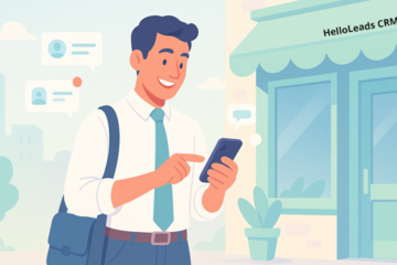 Busy Salesman using CRM on the go using mobile