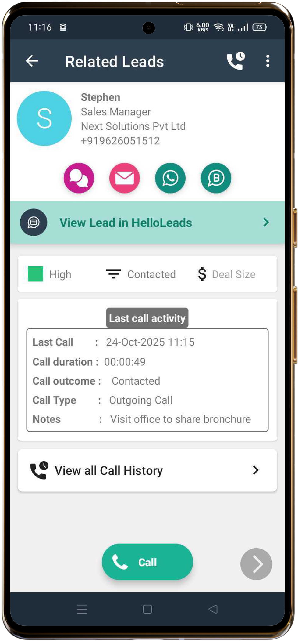 View Call History