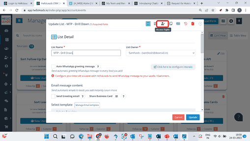Mapping users to lists