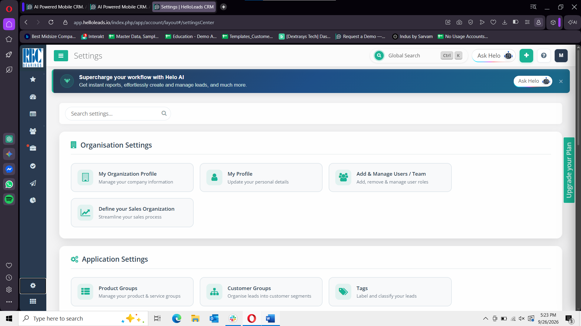 Access Settings Screen via Gear Icon in Bottom-Left Navigation