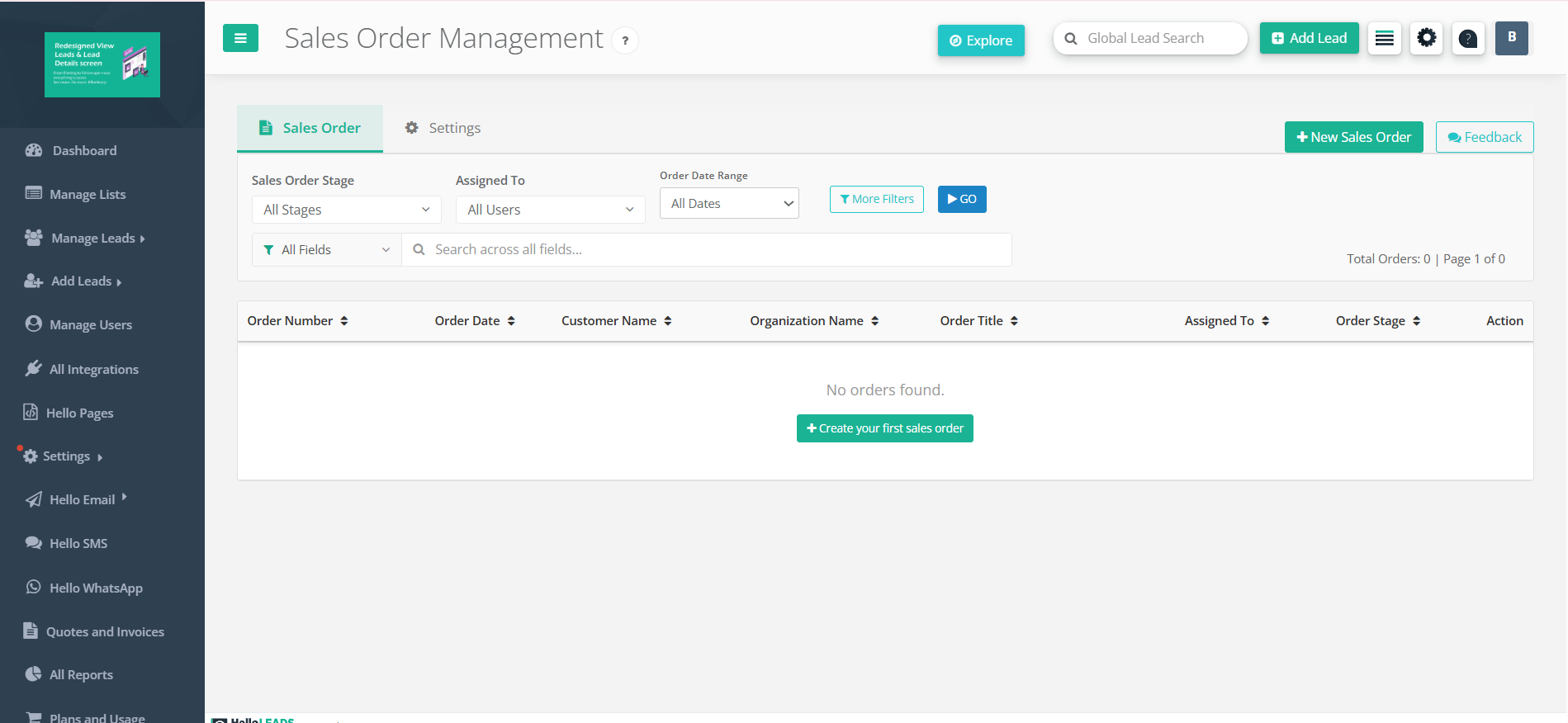 Sales Order Dashboard